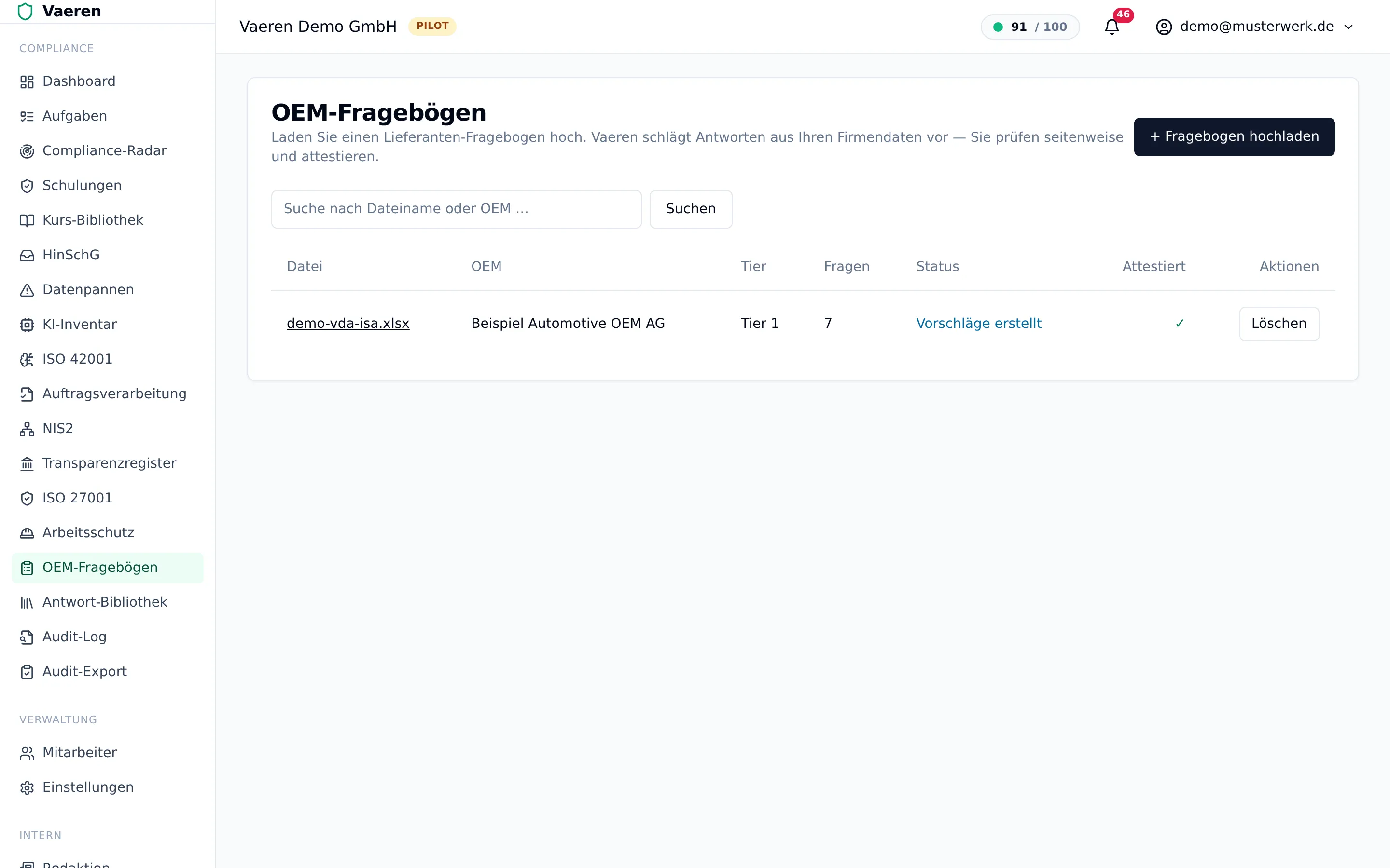 OEM-Fragebogen-Auswerter: automatische Antwort-Vorschläge mit menschlicher Freigabe